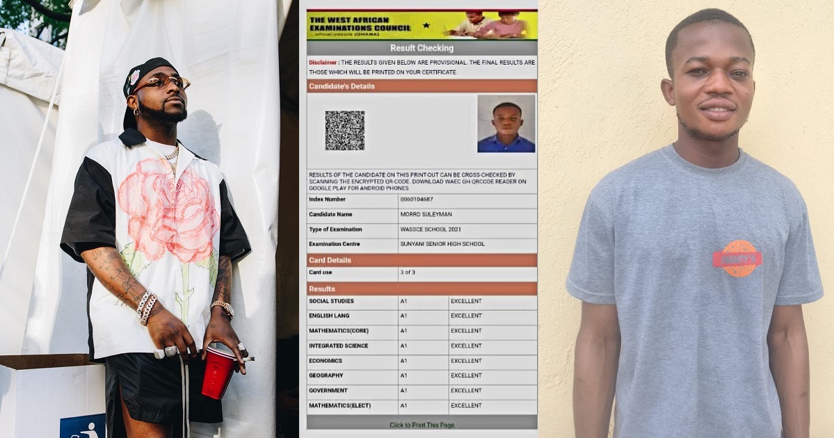 Davido offers a 4/5 year Scholarship to a Ghanaian student who got A1 parallel in his WAEC.