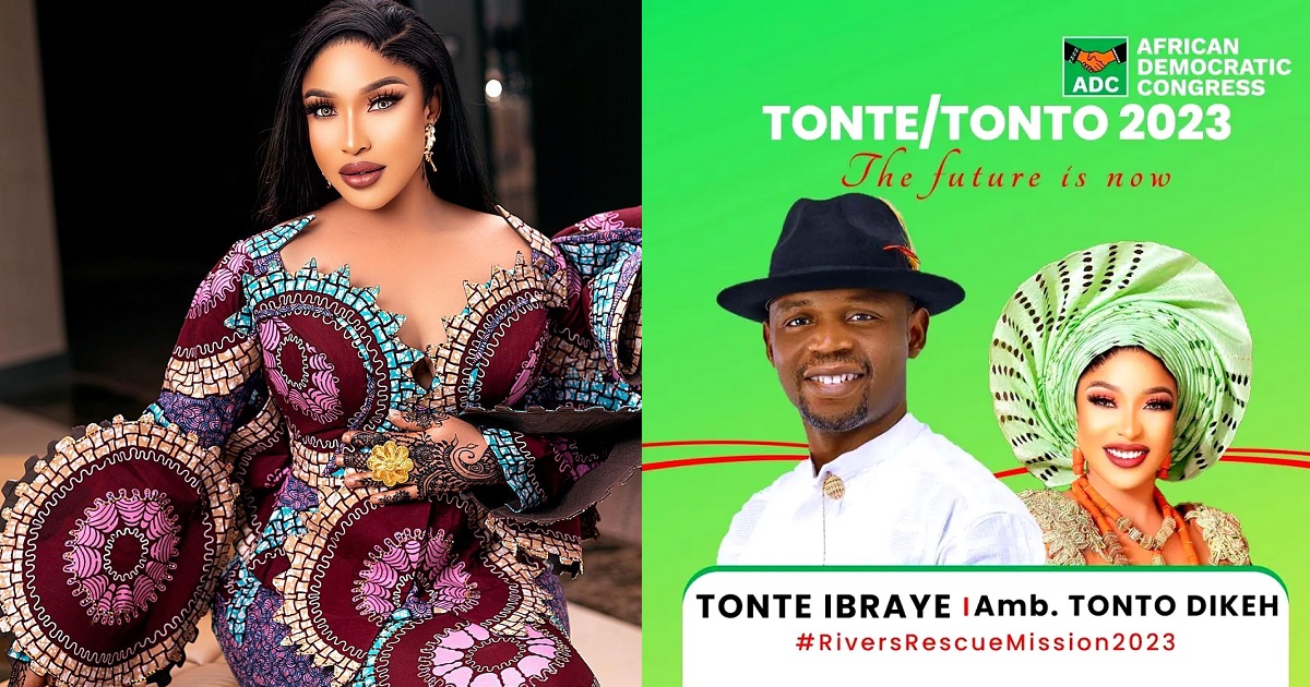 2023: Rivers ADC gubernatorial candidate picks Tonto Dikeh as running mate