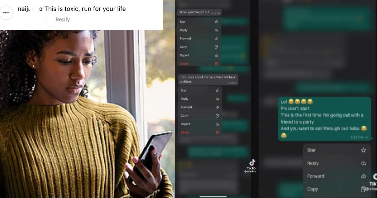 Mixed reactions as lady shares a montage of messages she received from her boyfriend after she told him she’s hanging out with her friends (video)