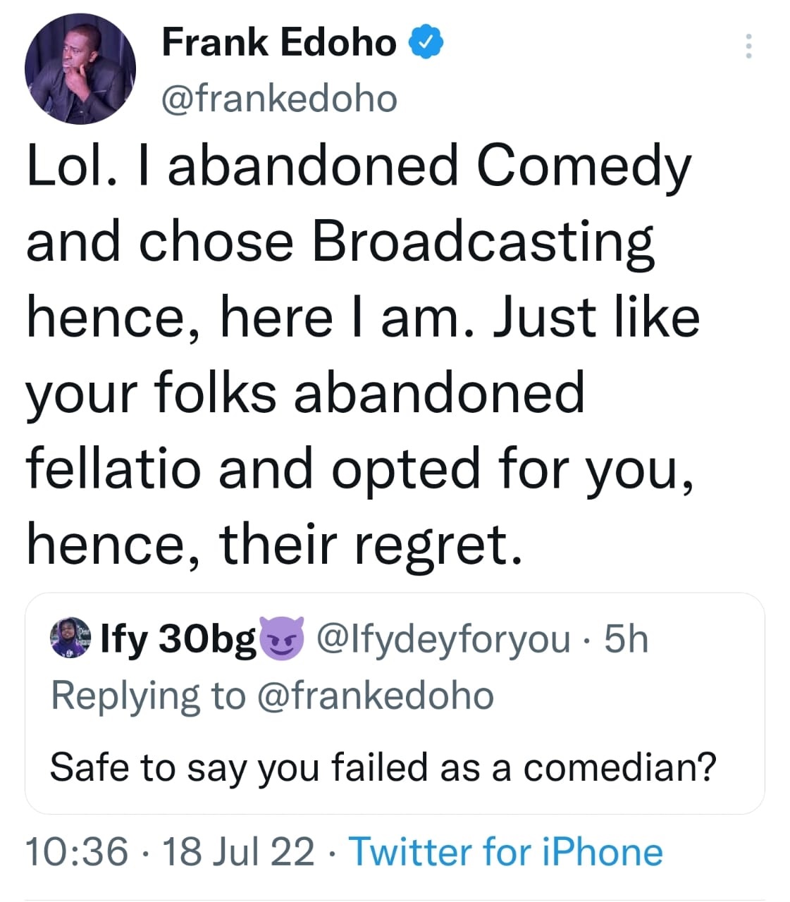 249346702 213973947394647 5026390986221756748 n 7 TV Host Frank Edoho knocks a troll who called him a failed comedian