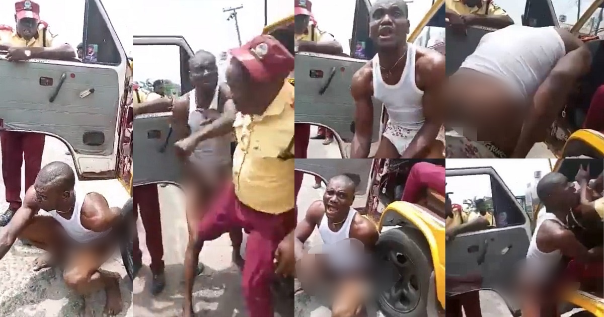 Commercial bus driver strips naked, excretes on his hand and rubs it on LASTMA officers who tried to arrest him (video)