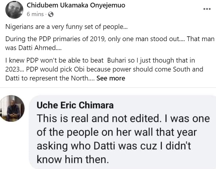 Lady who predicted a Peter Obi and Datti Ahmed ticket back in 2020 hailed a “prophetess” as her prediction comes true 8 Screenshot 2022 07 08 154308