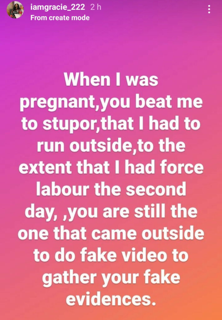 When I was pregnant, you beat me to stupor and I went into forced labour” – Grace Amarachi fires back at her baby daddy, Yomi Fabiyi