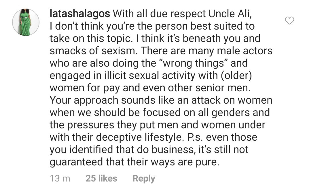 “There are many male actors engaged in illicit sexual activity too” – Latasha Ngwube reacts to Alibaba questioning the source of income of Nollywood actresses