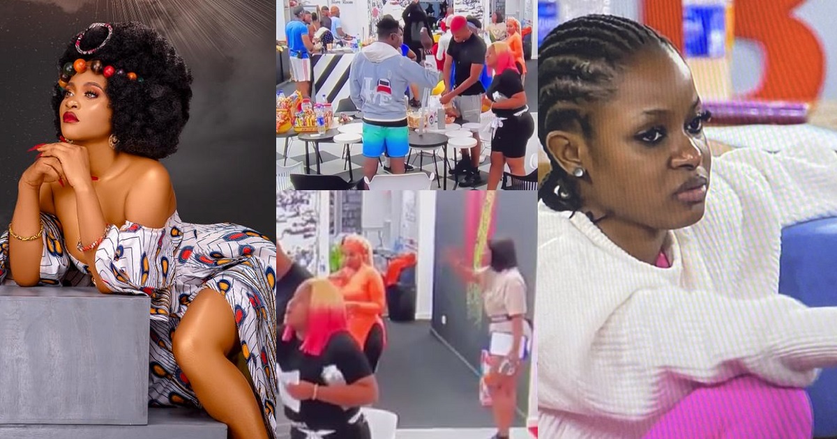 #BBNaija: Netizens call for Phyna’s disqualification for tossing object at Bella (Video)