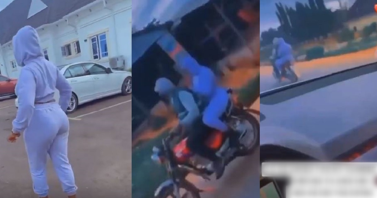 “See who dey form” – Lady broke-shamed by young men in Benz after they spotted her on Okada moments after refusing to give them her number (video)
