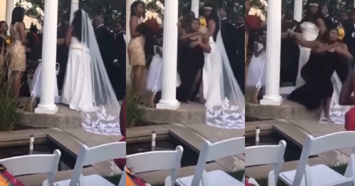 Pregnant side chick crashes her man’s wedding (video)
