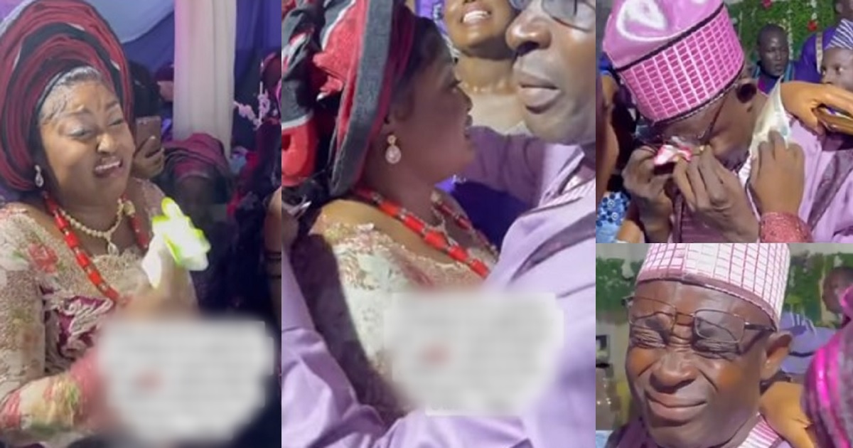 Emotional moment father and daughter burst into tears on her wedding day (Video)