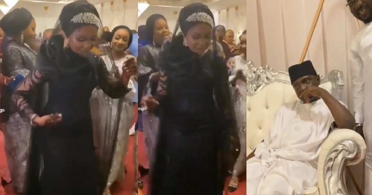 Groom lost in thought as his bride shows off her dance skill at their wedding reception (video)