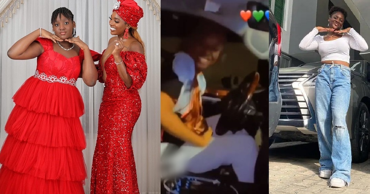 Actress, Annie Idibia panics as 13-year-old daughter takes driving lesson (Video)
