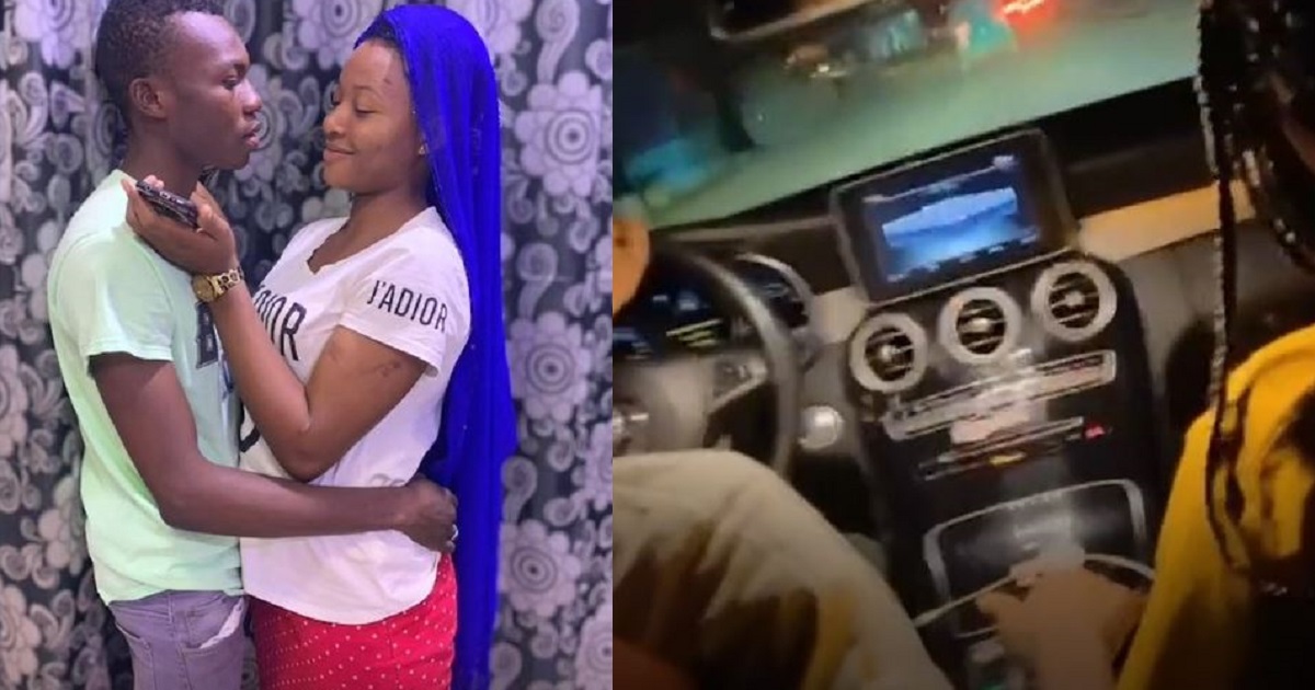 Lady who stuck with her boyfriend when he didn’t have a phone celebrates as he becomes a Benz owner (Video)