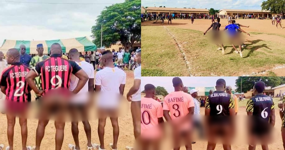 Grown men have their butts on full display while playing football (Photos)