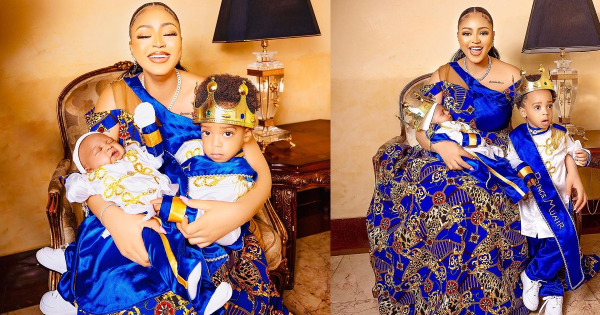 “My biggest flex” – Actress Regina Daniels says as she shares new photos with her sons