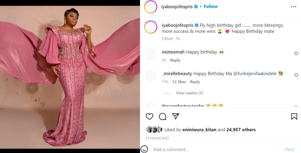 Actress, Iyabo Ojo responds after being called a hypocrite for celebrating Funke Akindele on her birthday despite not following her