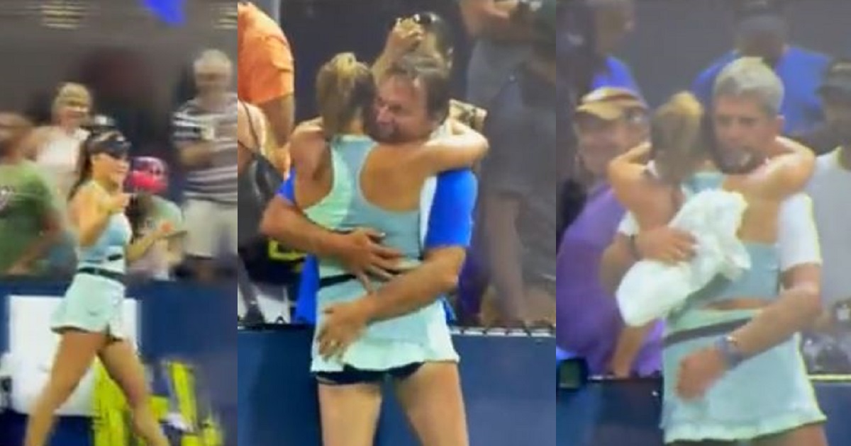 Tennis fans outraged as 16-year-old star’s dad and her coach grab her backside after her qualifying win at the US Open (Video)