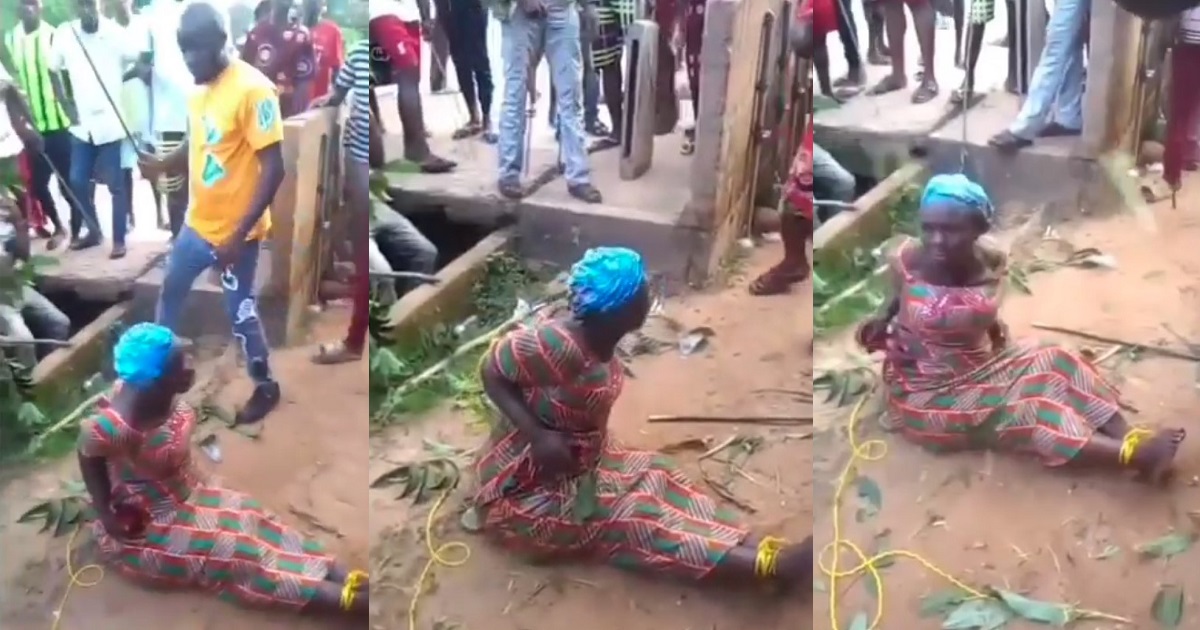 Community members tie and flog widow after her late husband’s brother’s wife accused her of being a witch (Video)