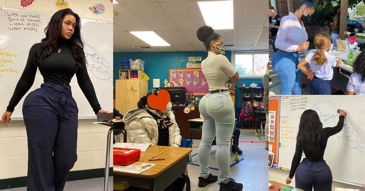 Art teacher under fire for voluptuous curves as parents accuse her of