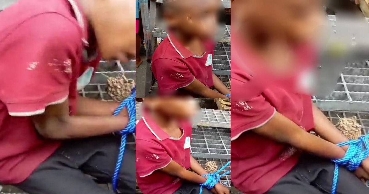 Little boy’s hands tied after being accused of being a wizard and turning “from a rat to a human being” in Port Harcourt (video)
