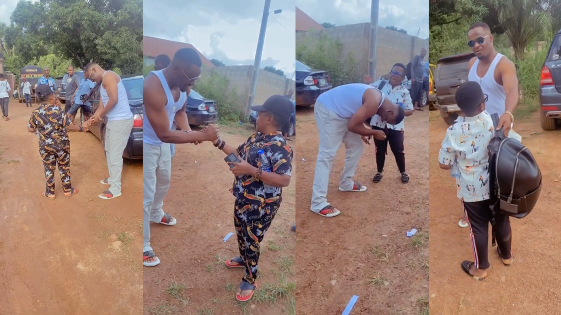 “Height of Respect” – Reaction Zubby Michael Bows to Greet Aki and Pawpaw on a movie set (VIDEO)