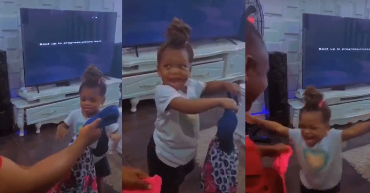 Little girl happily hugs her dad after he bought her a new dress (video)