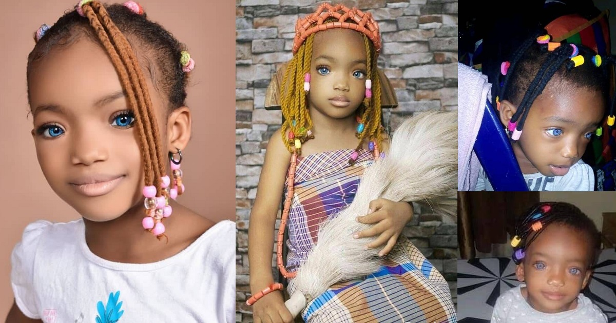 Nigerian lady shares photos of her blue-eyed daughter