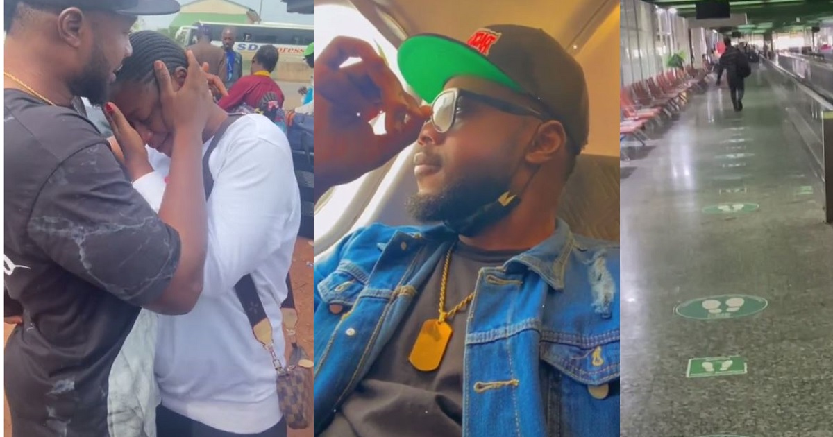 Emotional moment Nigerian Lady wept profusely as her boyfriend travelled abroad (Video)