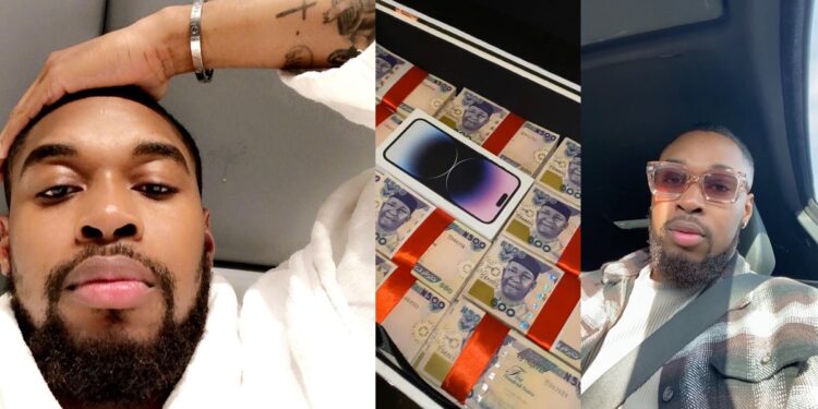 Sheggz gets an iPhone 14 and two million naira cash as a welcome home gift from his FC.