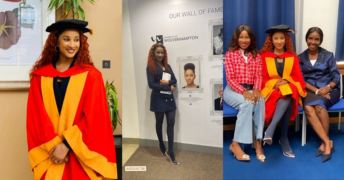 Actress, Adesua Etomi-Wellington bags doctorate degree from UK University