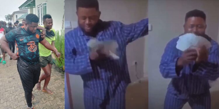 Video of arrested kidnap kingpin John Ewa flaunting wads of cash surfaces (Watch)