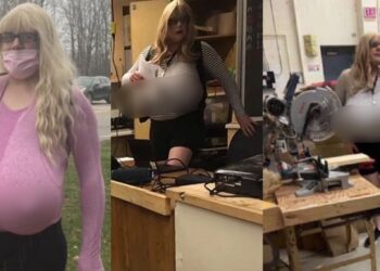 Trans teacher trends after parents protest that her huge prosthetic breasts are a distraction and making students skip her classes (Photos)