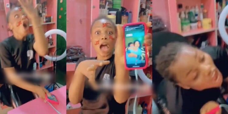 Nigerian lady goes berserk as her boyfriend posts her on his status for the first time (Video)