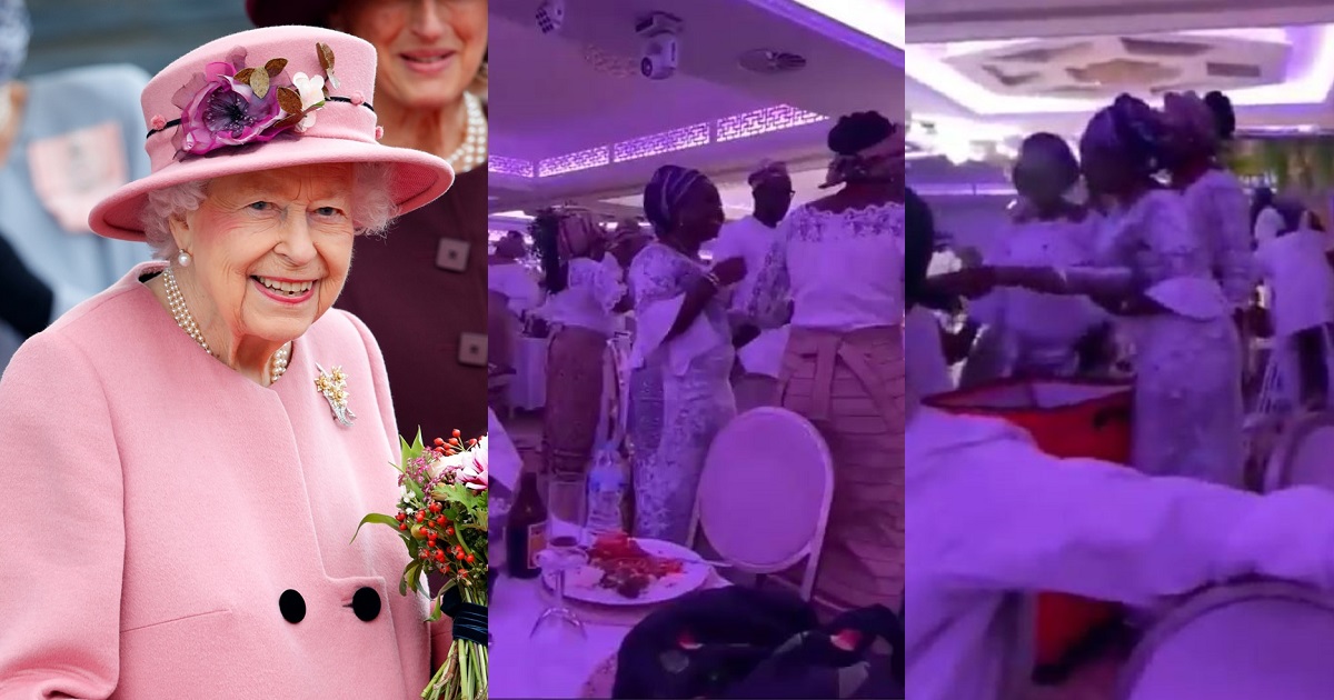 Moment Nigerians paid tribute to Queen Elizabeth II at an owambe party (Video)