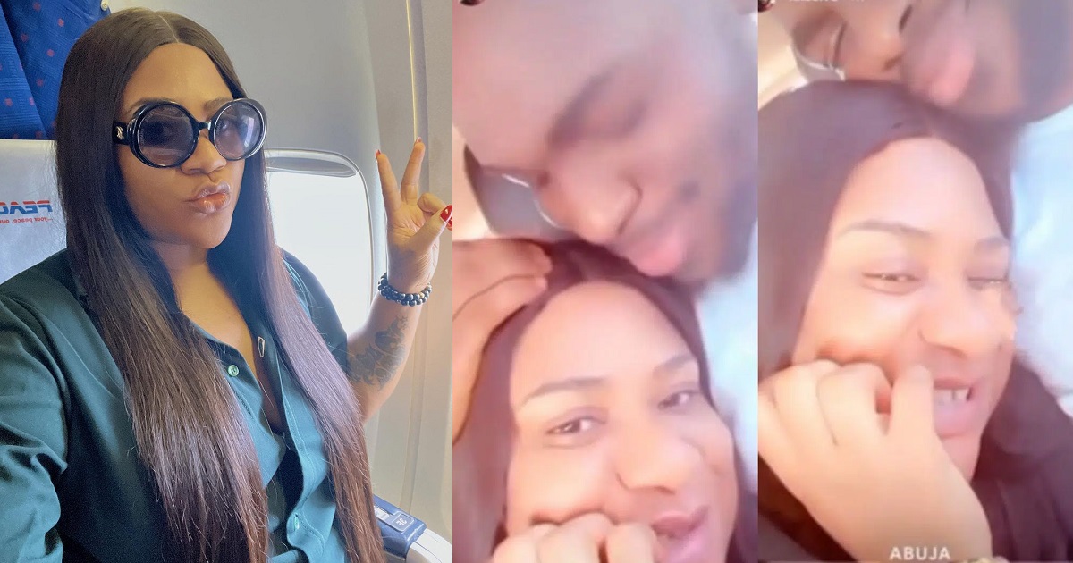 Reactions as actress Nkechi Blessing is spotted with mystery man, after claiming she’s dating 60-year-old man (Video)
