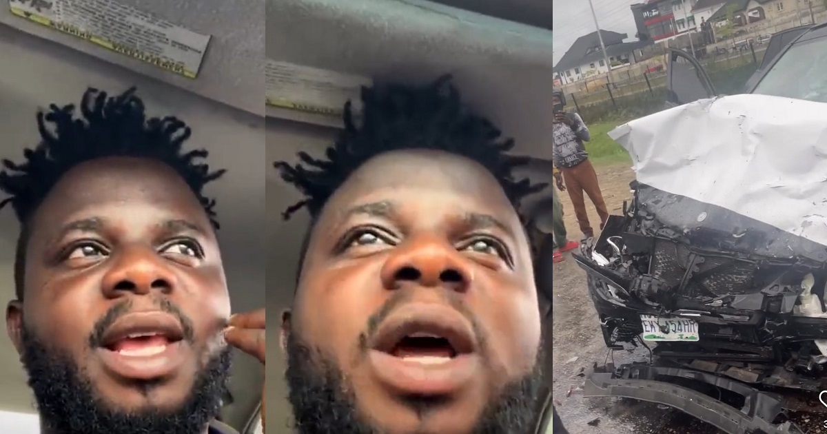 “God is in charge. This is my first time of having an accident” – Comedian, Sabinus speaks after surviving ghastly accident (Video)
