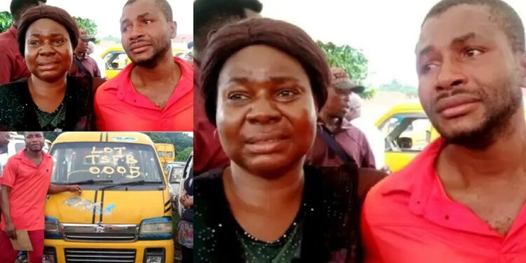 Widow and her son look distraught and beg for sympathy as their impounded vehicle is auctioned by Lagos state government (photos/video)