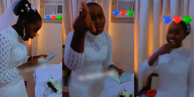 “I’ll finish you tonight” – Bride tells groom after he gifted her travel visa on wedding day (Video)