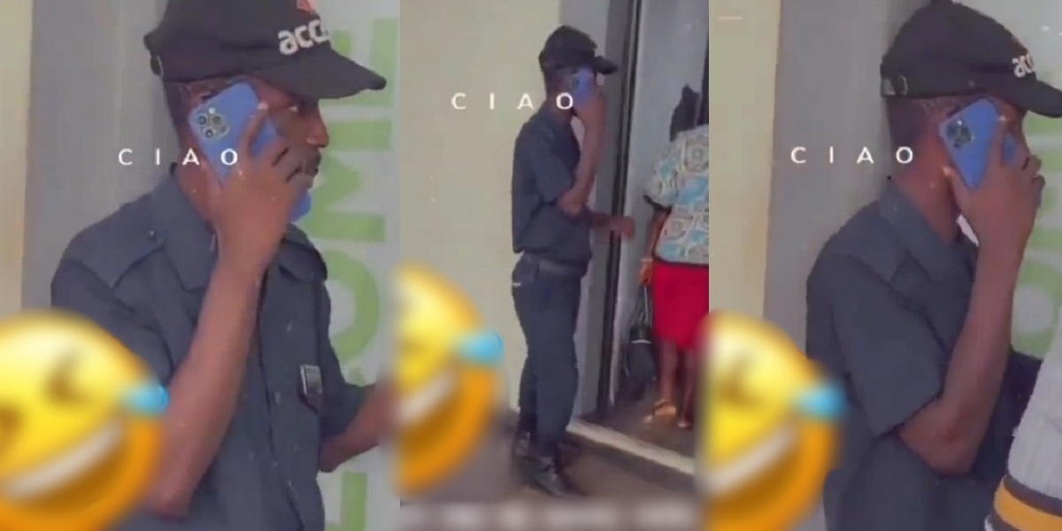 Una sure say my money safe?  Customer troubled after seeing a bank security guard using an iPhone with three cameras (video)