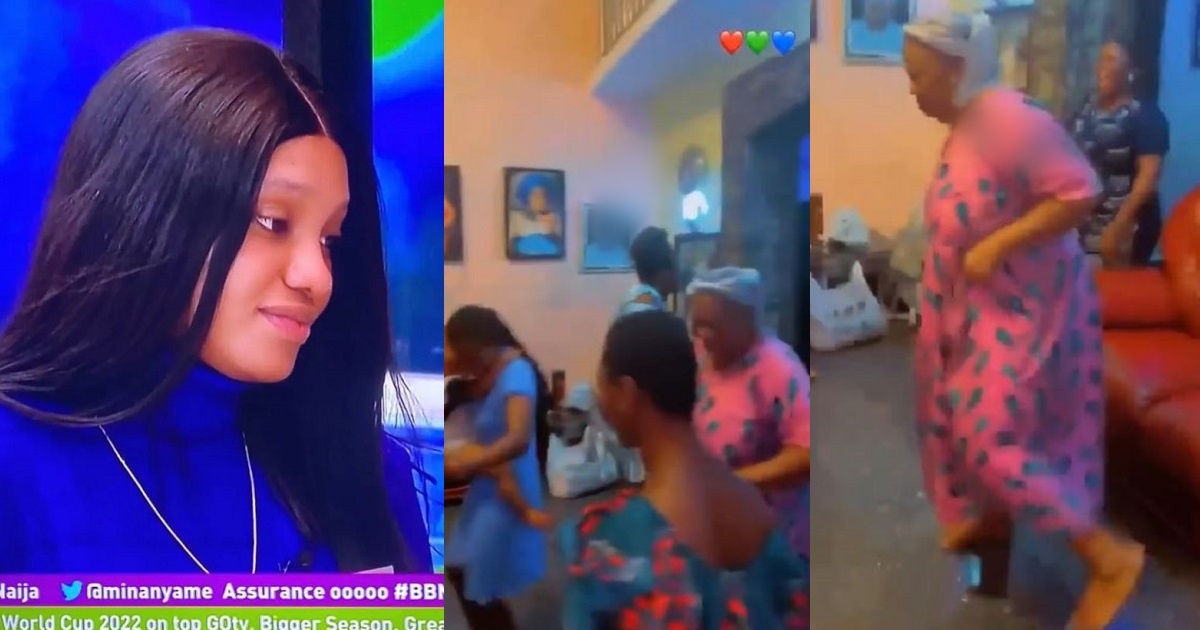 #BBNaija: Moment Chomzy’s grandma, entire family danced ecstatically after she survived eviction (Video)