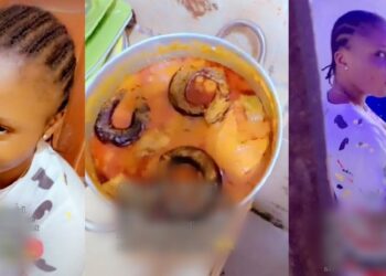 Nigerian man shows off pot of soup his girlfriend cooked with N2,500 (Video)