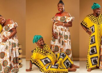 Man rocks fake baby bump as he joins his wife in her maternity shoot (Photos)