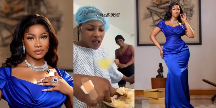 “I can’t eat” – Reality TV star, Tacha laments her struggles after undergoing liposuction surgery (video)