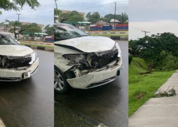 Driver narrowly escapes death as tree falls on car in Calabar (Photos)