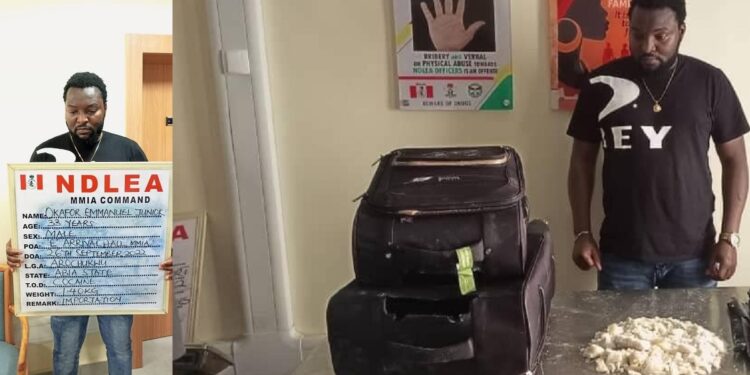 Ex-footballer arrested at Lagos International Airport for cocaine trafficking.