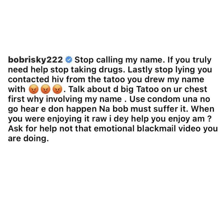 “Stop lying, ask for help and stop emotional blackmail” – Bobrisky slams ailing fan, Lord Casted over HIV claims 5 634d0df6751b8