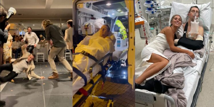 Groom gets hospitalised on wedding night after suffering terrible injuries while trying to show bride how much he loves her