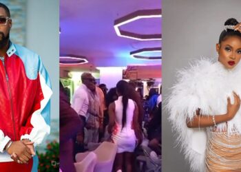 BBNaija’s Sheggz and Bella spotted exchanging pleasantries at an event amid rumoured split (Video)
