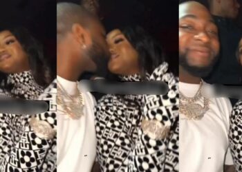 Lovebirds, Davido and Chioma share a kiss at a nightclub in London (WATCH)