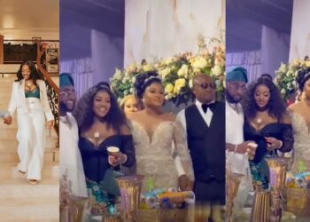 Moment Davido collected a drink from Chioma at Israel DMW’s wedding has got people talking (WATCH)