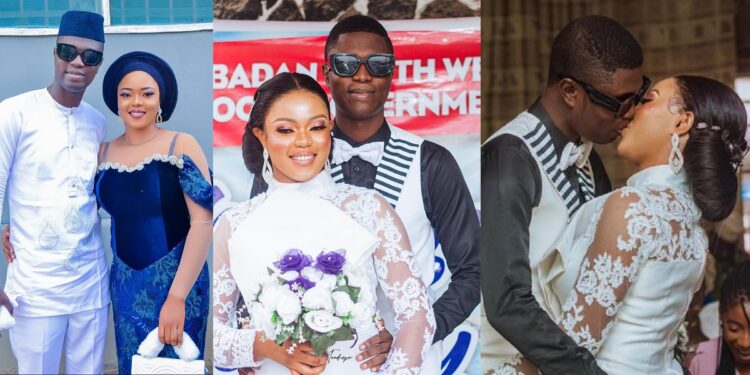 “It takes courage to date a blind man” – Visually impaired Nigerian man writes moving words to his wife after their wedding (Photos)