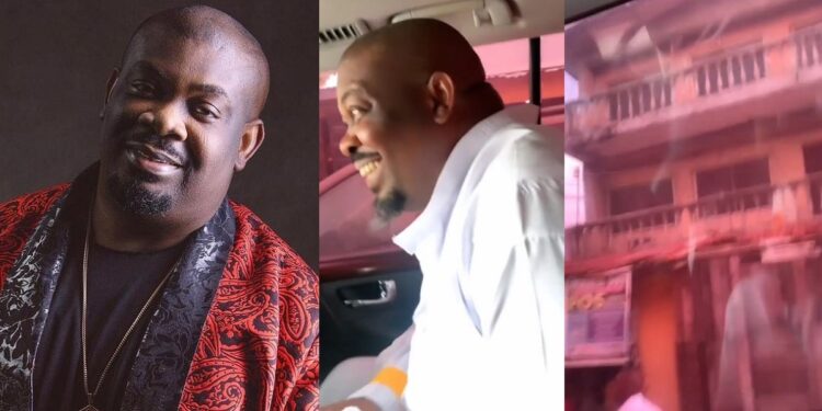 Heartwarming moment Nigerian music executive, Don Jazzy visitedhis childhood neighborhood (WATCH)